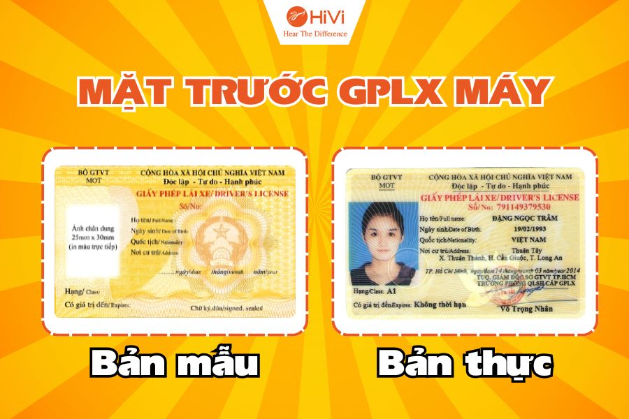 Mặt trước bằng lái xe máy màu gì? Có thông tin gì?