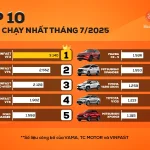 Top 10 xe bán chạy nhất tháng 7/2025