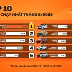Top 10 xe ô tô bán chạy nhất tháng 8/2025 tại Việt Nam