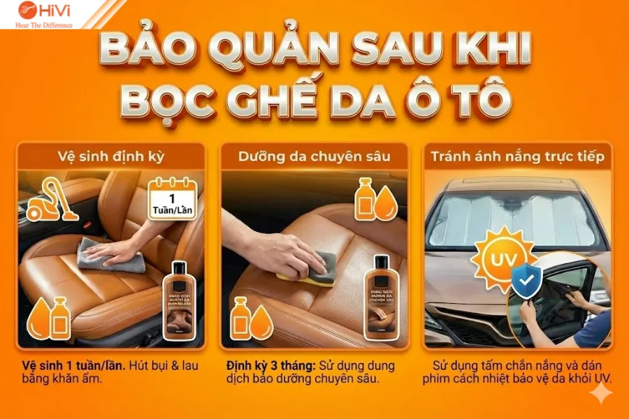 Bảo quản sau khi bọc ghế da ô tô