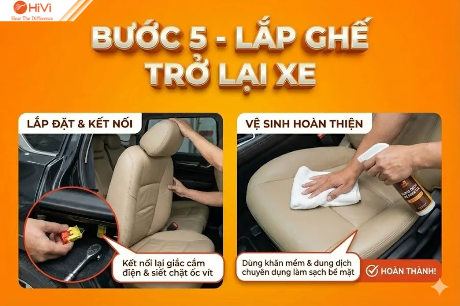 Bước 5 - Lắp ghế trở lại xe và kiểm tra