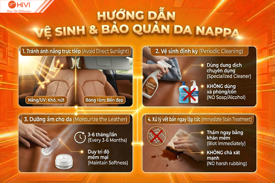 Hướng dẫn vệ sinh và bảo quản da Nappa để luôn như mới