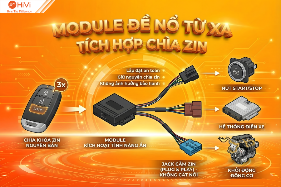Module đề nổ từ xa tích hợp chìa zin (Plug & Play)