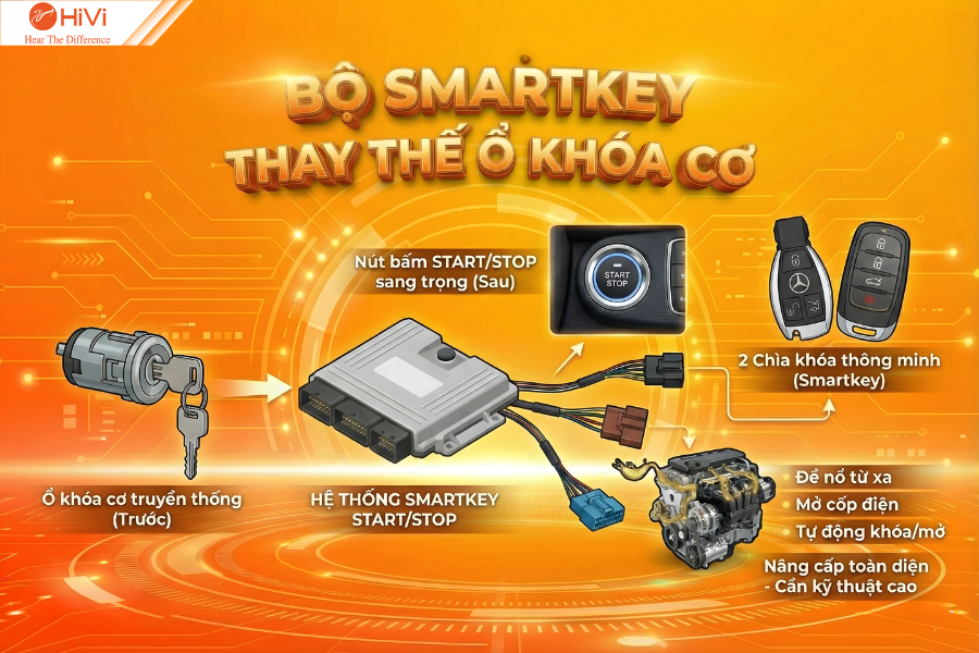 Bộ Start/Stop Smartkey thay thế ổ khóa cơ