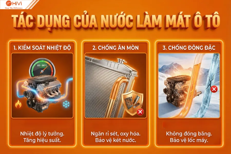 Tác dụng của nước làm mát ô tô đối với động cơ